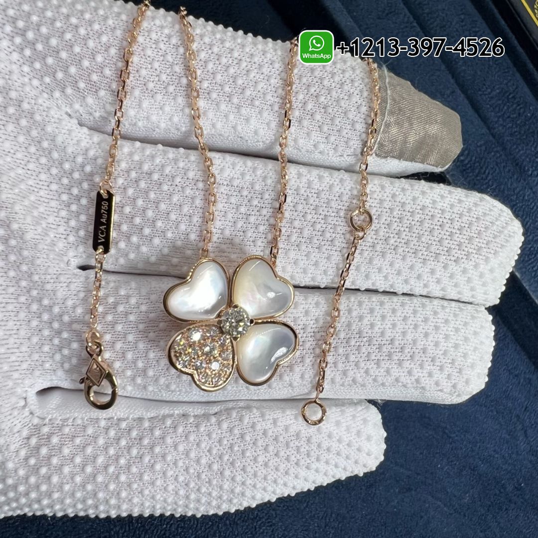 Van-Cleef-Arpels-Cosmos-18K-Rose-Gold-Diamond-Mother-of-Pearl-Medium-Model-Clip-Pendant-Necklace-VCARO5BV00-1.jpg Van Cleef & Arpels Cosmos 18K Rose Gold Diamond Mother of Pearl Medium Model Clip Pendant Necklace VCARO5BV00 - High Quality 18k Gold and Diamond Luxury Distinctive Collection Designer Jewelry Customized Factory Price - Image 2