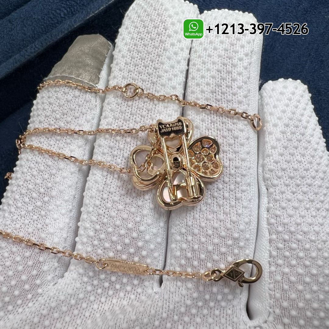 Van-Cleef-Arpels-Cosmos-18K-Rose-Gold-Diamond-Mother-of-Pearl-Medium-Model-Clip-Pendant-Necklace-VCARO5BV00-3.jpg Van Cleef & Arpels Cosmos 18K Rose Gold Diamond Mother of Pearl Medium Model Clip Pendant Necklace VCARO5BV00 - High Quality 18k Gold and Diamond Luxury Distinctive Collection Designer Jewelry Customized Factory Price - Image 4