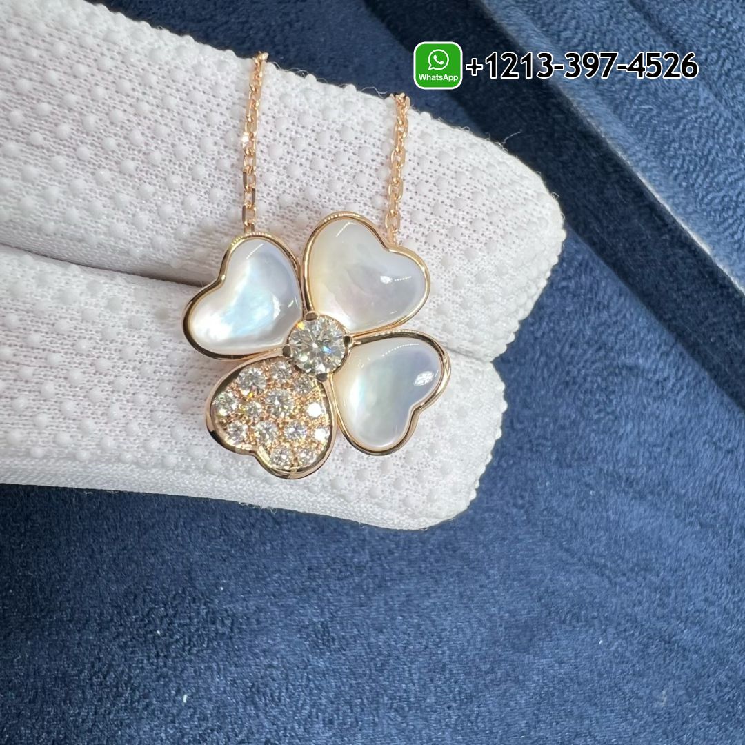 Van-Cleef-Arpels-Cosmos-18K-Rose-Gold-Diamond-Mother-of-Pearl-Medium-Model-Clip-Pendant-Necklace-VCARO5BV00-5.jpg Van Cleef & Arpels Cosmos 18K Rose Gold Diamond Mother of Pearl Medium Model Clip Pendant Necklace VCARO5BV00 - High Quality 18k Gold and Diamond Luxury Distinctive Collection Designer Jewelry Customized Factory Price - Image 6