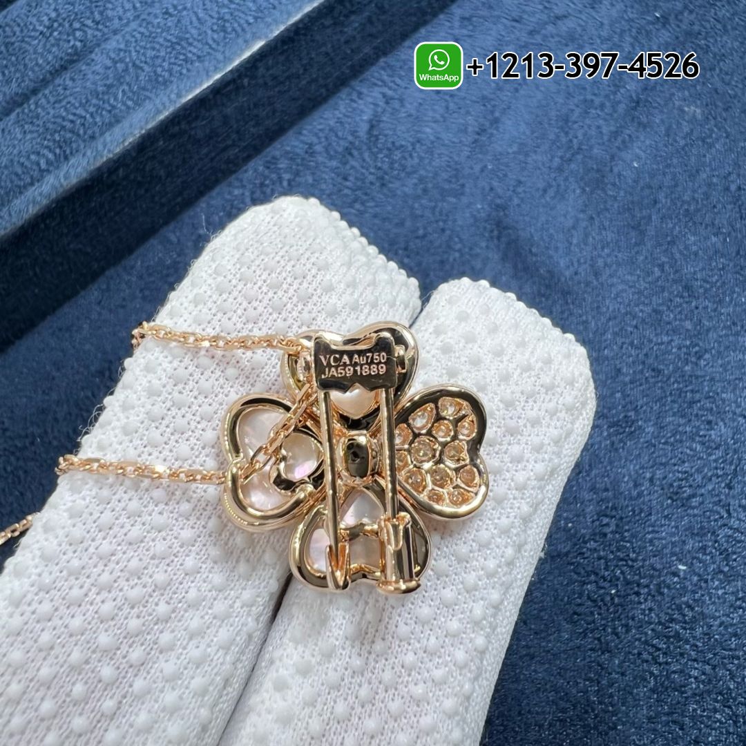 Van-Cleef-Arpels-Cosmos-18K-Rose-Gold-Diamond-Mother-of-Pearl-Medium-Model-Clip-Pendant-Necklace-VCARO5BV00-6.jpg Van Cleef & Arpels Cosmos 18K Rose Gold Diamond Mother of Pearl Medium Model Clip Pendant Necklace VCARO5BV00 - High Quality 18k Gold and Diamond Luxury Distinctive Collection Designer Jewelry Customized Factory Price - Image 7