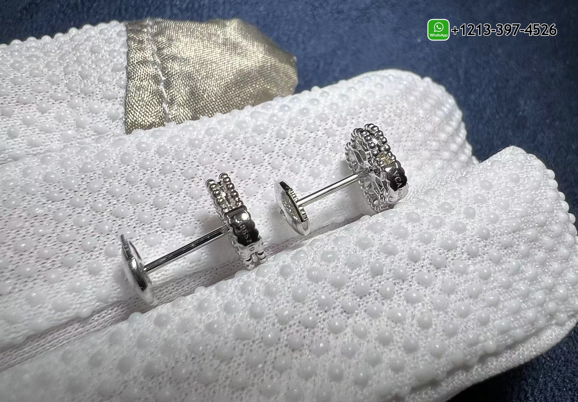 Van-Cleef-Arpels-Diamond-Paved-18K-White-Gold-Sweet-Alhambra-Earstuds-VCARO85500-2.jpg Custom Made Van Cleef & Arpels Diamond Paved 18K White Gold Sweet Alhambra Earstuds Replica - High Quality 18k Gold and Diamond Luxury Distinctive Collection Designer Jewelry Customized Factory Price - Image 3