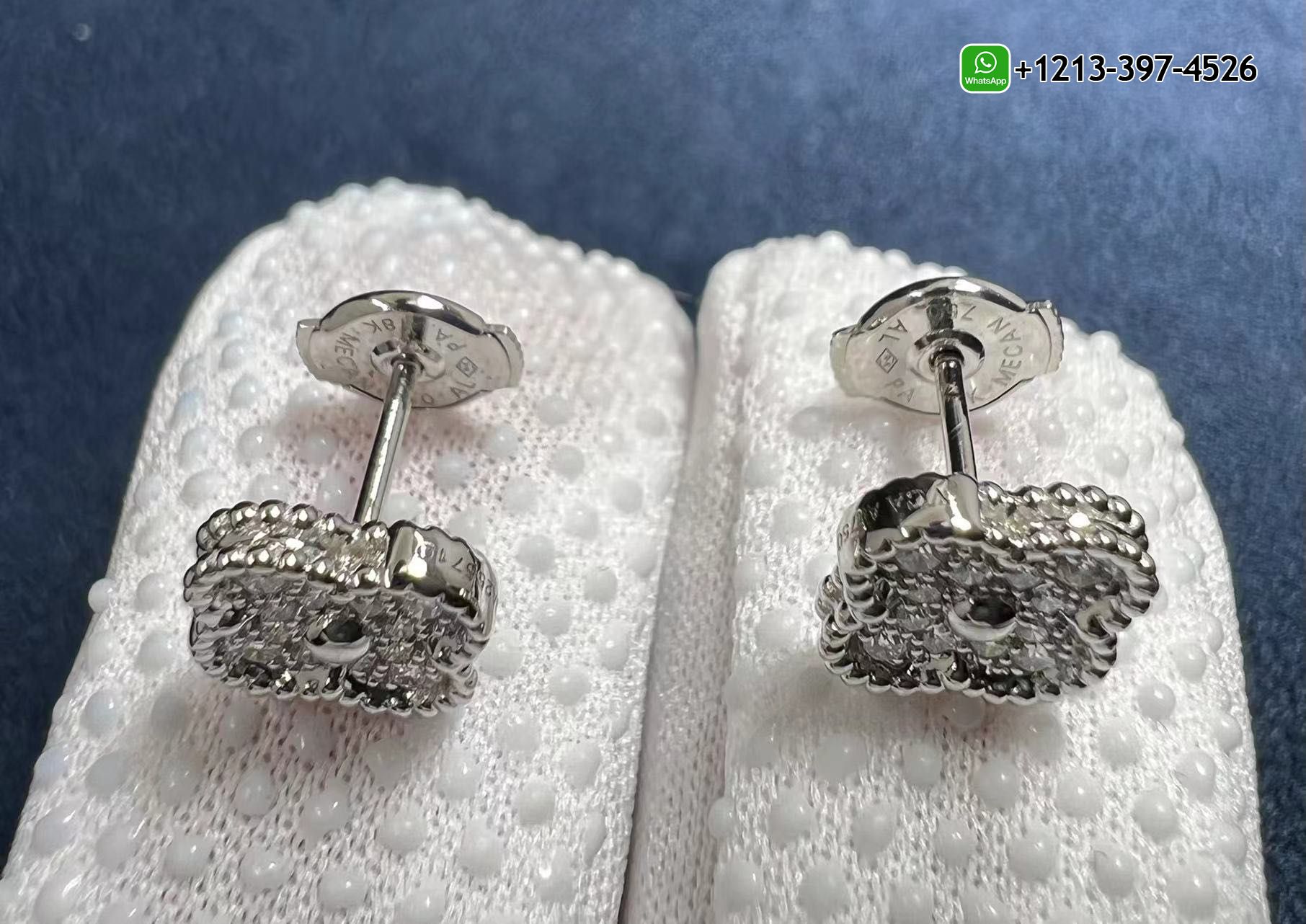 Van-Cleef-Arpels-Diamond-Paved-18K-White-Gold-Sweet-Alhambra-Earstuds-VCARO85500-4.jpg Custom Made Van Cleef & Arpels Diamond Paved 18K White Gold Sweet Alhambra Earstuds Replica - High Quality 18k Gold and Diamond Luxury Distinctive Collection Designer Jewelry Customized Factory Price - Image 5