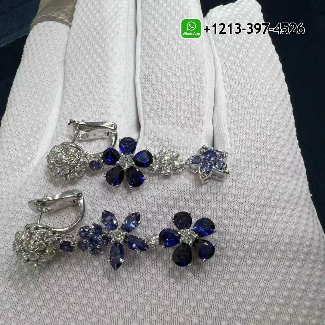 Van-Cleef-Arpels-Folie-des-Pres-Blue-Sapphire-Diamonds-18k-White-Gold-Earrings-VCARP05G00-7.jpg Custom Made Best Sellers Quality 1:1 Van Cleef & Arpels Folie des Pres Blue Sapphire Diamonds 18k White Gold Earrings - High Quality 18k Gold and Diamond Luxury Distinctive Collection Designer Jewelry Customized Factory Price - Image 8