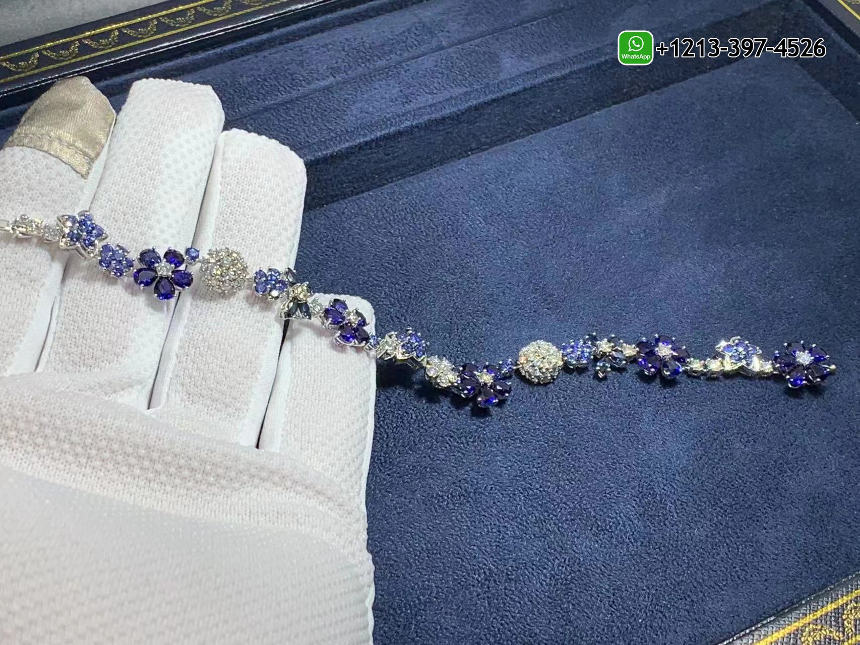 Van-Cleef-Arpels-Folie-des-pres-Diamond-Sapphire-Flower-18k-White-Gold-Bracelet-VCARP05A00-10.jpg Best Sellers 1:1 Quality Cheap Custom Made Van Cleef & Arpels Folie des pres Diamond Sapphire Flower 18k White Gold Bracelet - High Quality 18k Gold and Diamond Luxury Distinctive Collection Designer Jewelry Customized Factory Price - Image 11