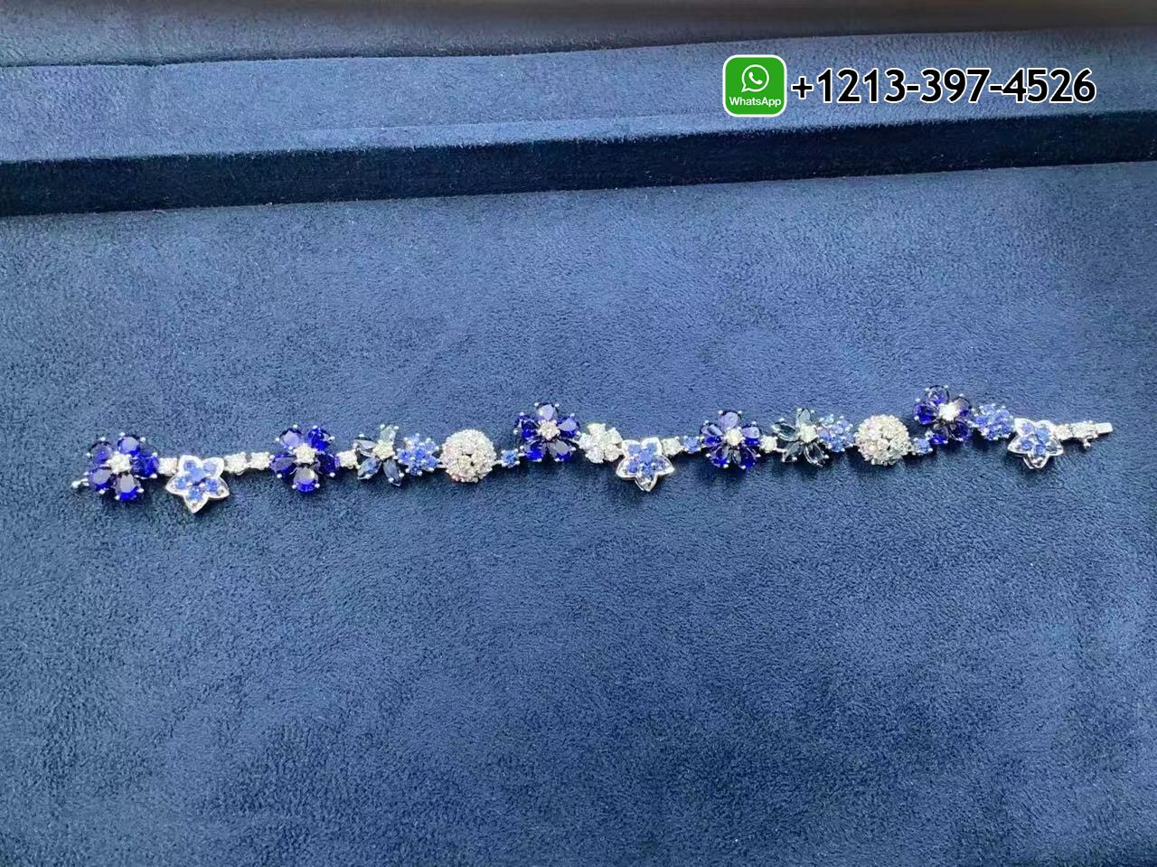 Van-Cleef-Arpels-Folie-des-pres-Diamond-Sapphire-Flower-18k-White-Gold-Bracelet-VCARP05A00-12.jpg Best Sellers 1:1 Quality Cheap Custom Made Van Cleef & Arpels Folie des pres Diamond Sapphire Flower 18k White Gold Bracelet - High Quality 18k Gold and Diamond Luxury Distinctive Collection Designer Jewelry Customized Factory Price - Image 13