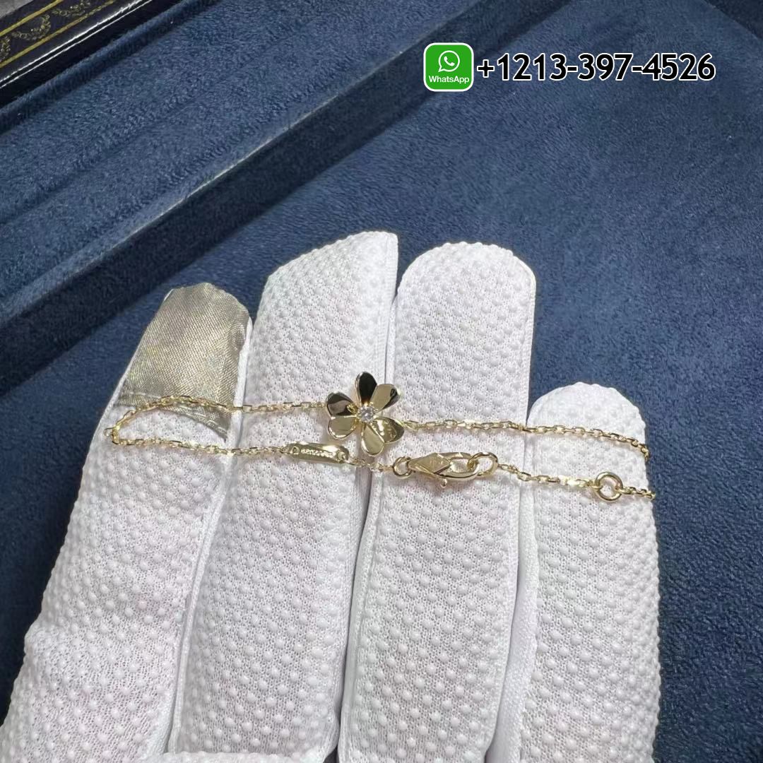 Custom Made Genuine 1:1 Quality Van Cleef & Arpels Frivole 18K Yellow Gold Diamond Mini Model Bracelet - High Quality 18k Gold and Diamond Luxury Distinctive Collection Designer Jewelry Customized Factory Price