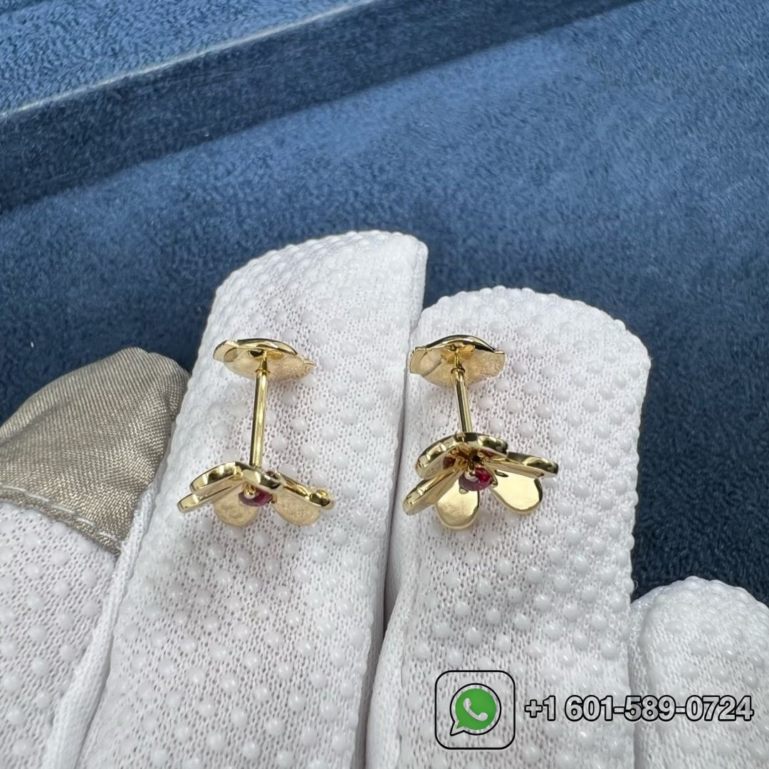 van cleef arpels frivole 18k yellow gold ruby mini model stud earrings vcarp0j300 1