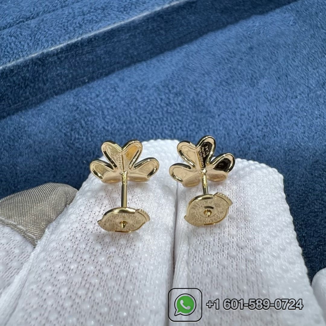 van cleef arpels frivole 18k yellow gold ruby mini model stud earrings vcarp0j300 3