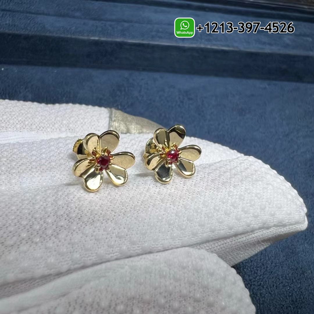 Van-Cleef-Arpels-Frivole-18K-Yellow-Gold-Ruby-Mini-Model-Stud-Earrings-VCARP0J300-6.jpg Top Quality Van Cleef & Arpels Frivole 18K Yellow Gold Ruby Mini Model Stud Earrings - High Quality 18k Gold and Diamond Luxury Distinctive Collection Designer Jewelry Customized Factory Price - Image 7