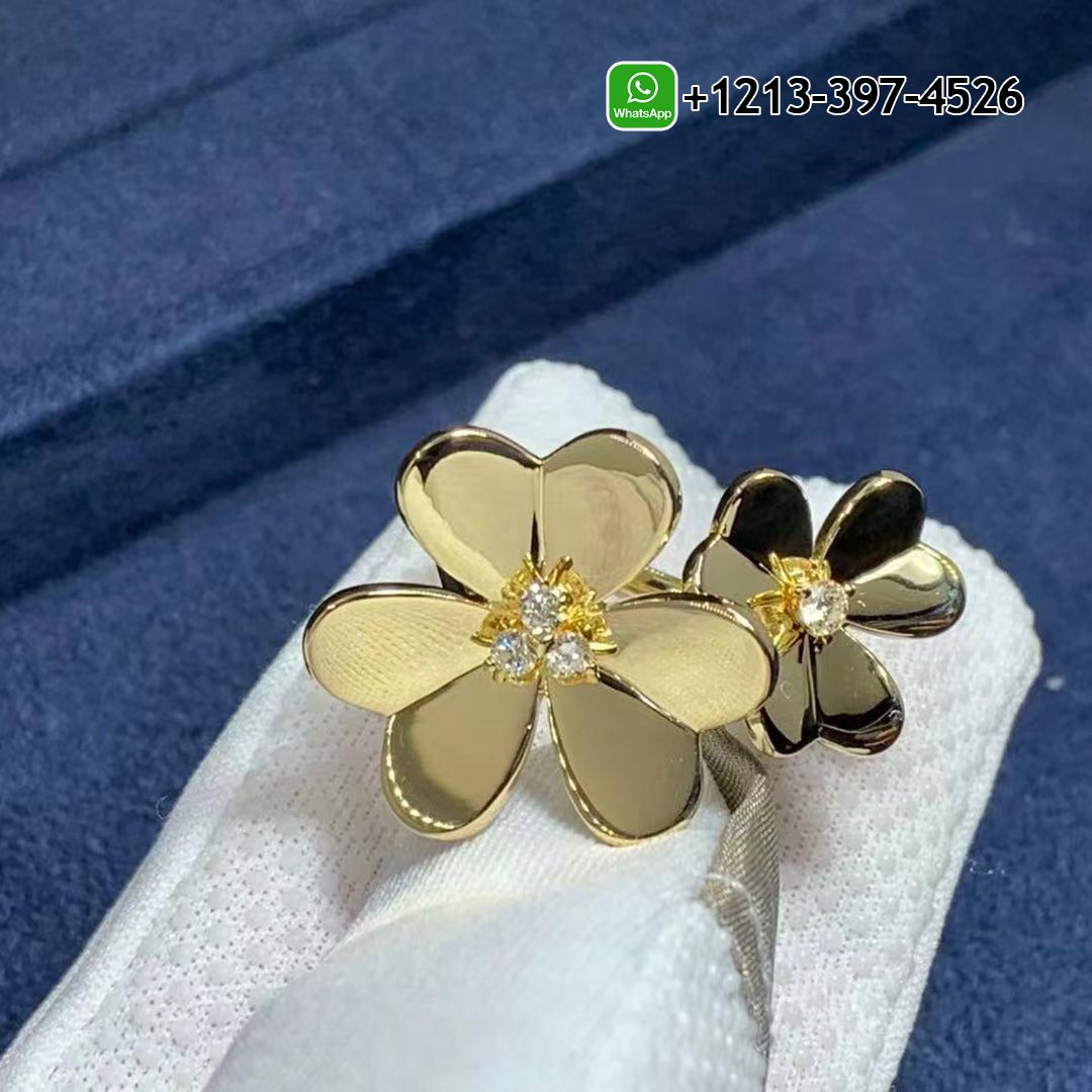 Best Sellers 1:1 Quality Cheap Custom Made Van Cleef & Arpels Frivole 18k Yellow Gold Diamond Flower Between the Finger Ring - High Quality 18k Gold and Diamond Luxury Distinctive Collection Designer Jewelry Customized Factory Price Van Cleef Arpels Frivole 18k Yellow Gold Diamond Flower Between The Finger Ring VCARB67600