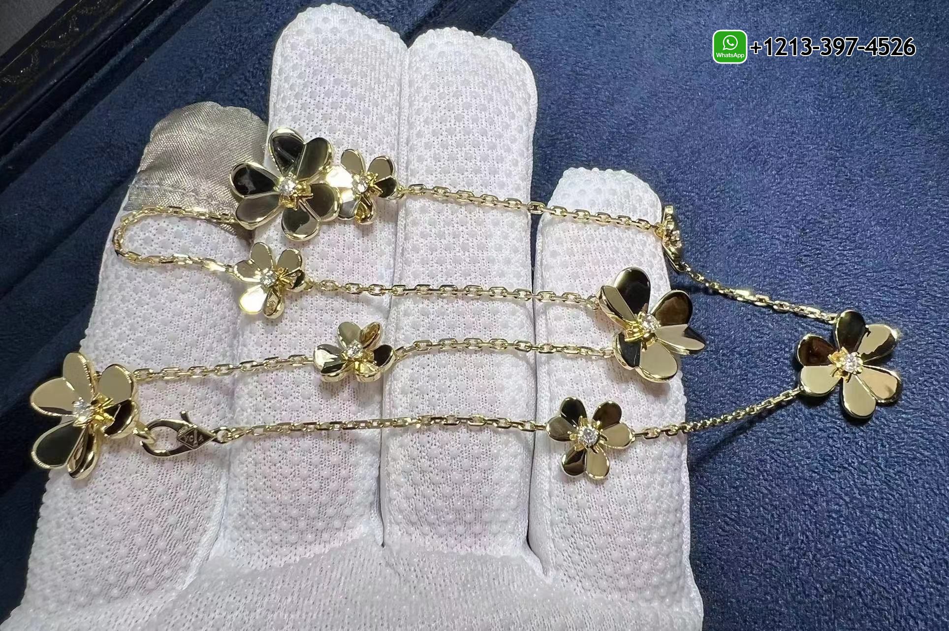 Van-Cleef-Arpels-Frivole-9-Flowers-18K-Yellow-Gold-Diamond-Necklace-VCARD31500-2.jpg Custom Made Best Quality Van Cleef & Arpels Frivole 9 Flowers 18K Yellow Gold Diamond Necklace - High Quality 18k Gold and Diamond Luxury Distinctive Collection Designer Jewelry Customized Factory Price - Image 3