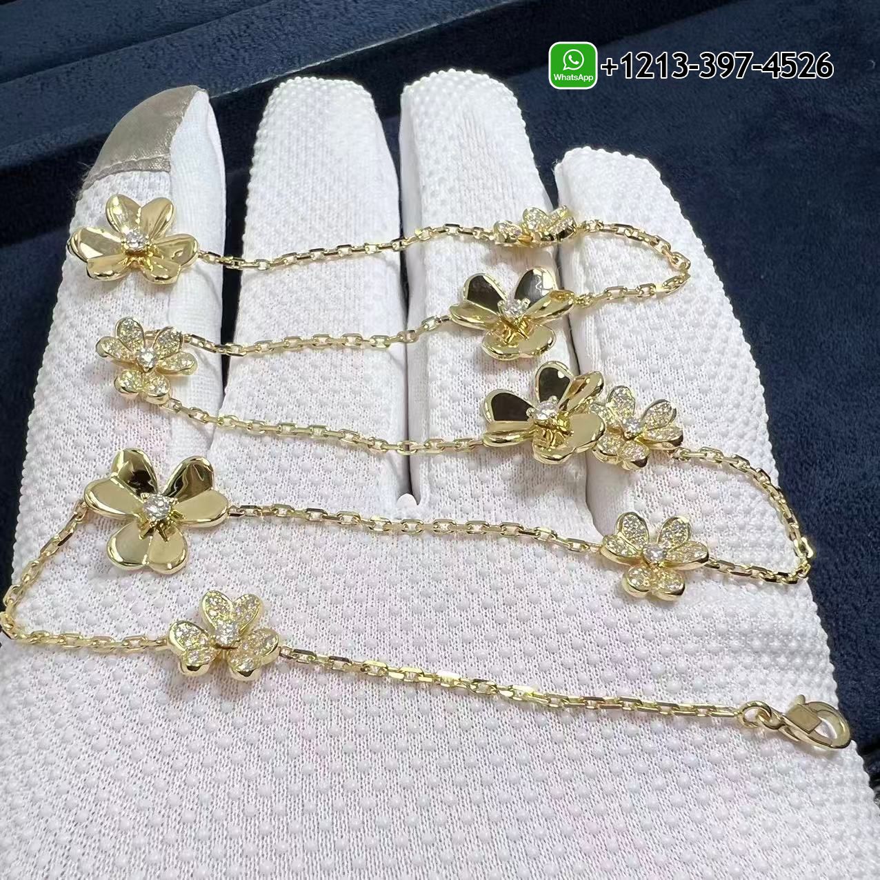 Van-Cleef-Arpels-Frivole-9-Flowers-Diamond-18k-Yellow-Gold-Necklace-VCARP3W600-2.jpg Van Cleef & Arpels Frivole 9 Flowers Diamond 18k Yellow Gold Necklace VCARP3W600 - High Quality 18k Gold and Diamond Luxury Distinctive Collection Designer Jewelry Customized Factory Price - Image 3