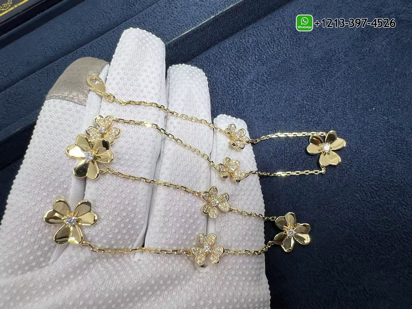 Van-Cleef-Arpels-Frivole-9-Flowers-Diamond-18k-Yellow-Gold-Necklace-VCARP3W600-4.jpg Van Cleef & Arpels Frivole 9 Flowers Diamond 18k Yellow Gold Necklace VCARP3W600 - High Quality 18k Gold and Diamond Luxury Distinctive Collection Designer Jewelry Customized Factory Price - Image 5