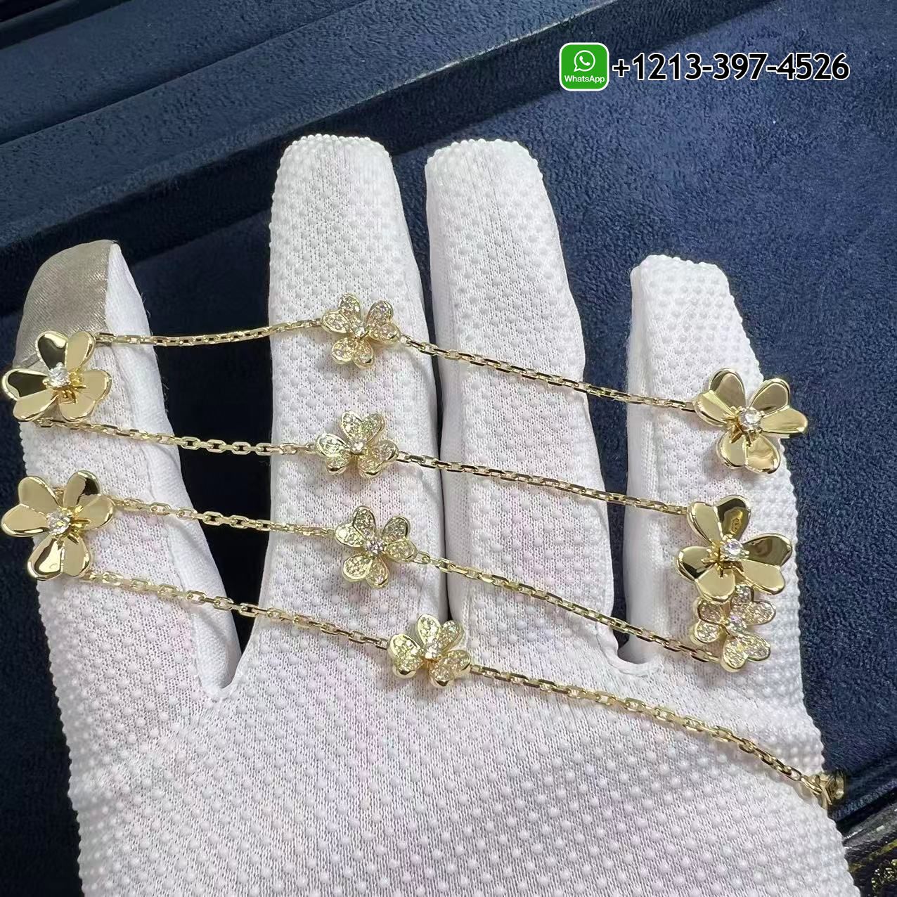 Van-Cleef-Arpels-Frivole-9-Flowers-Diamond-18k-Yellow-Gold-Necklace-VCARP3W600-6.jpg Van Cleef & Arpels Frivole 9 Flowers Diamond 18k Yellow Gold Necklace VCARP3W600 - High Quality 18k Gold and Diamond Luxury Distinctive Collection Designer Jewelry Customized Factory Price - Image 7