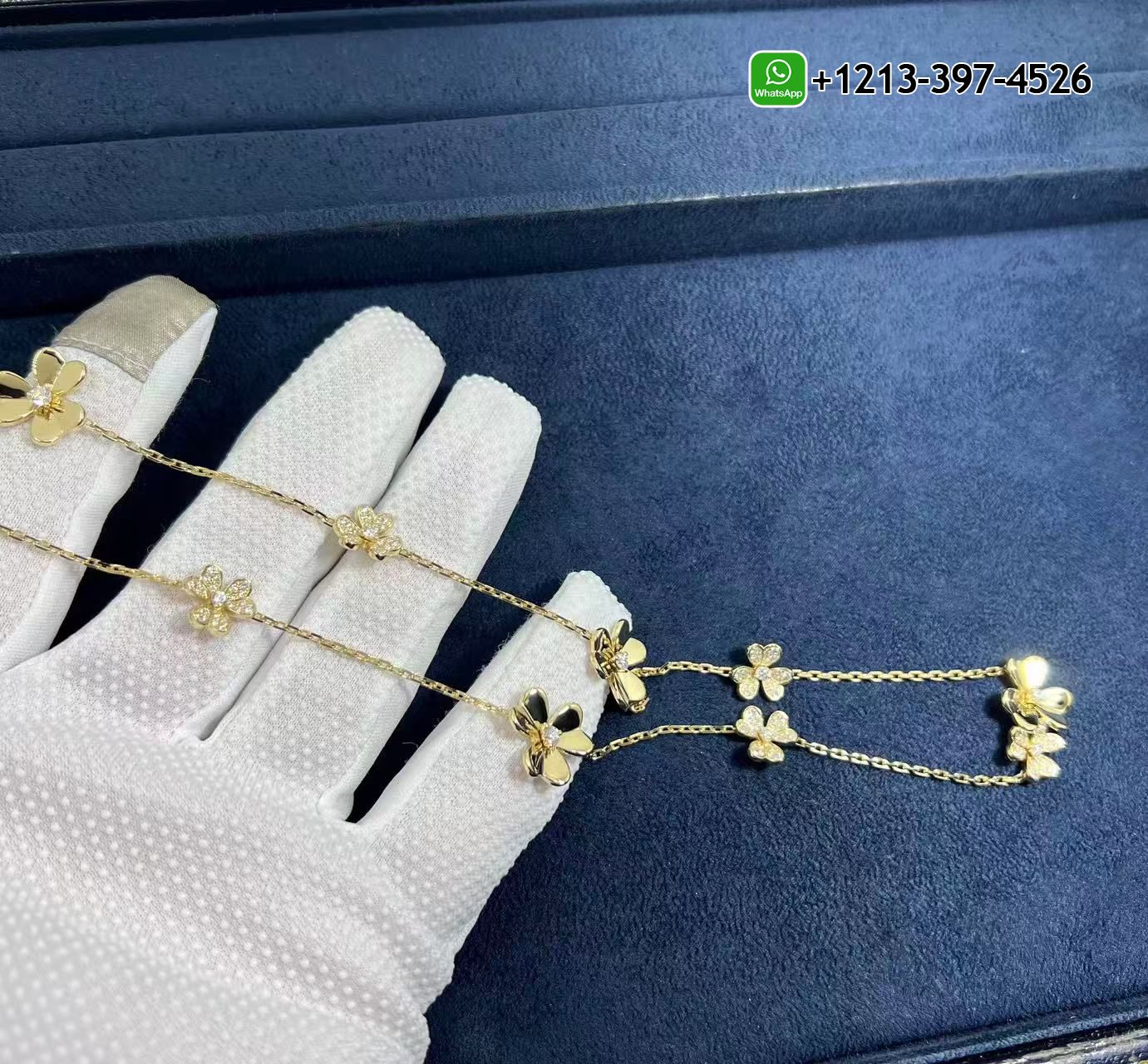 Van-Cleef-Arpels-Frivole-9-Flowers-Diamond-18k-Yellow-Gold-Necklace-VCARP3W600-7.jpg Van Cleef & Arpels Frivole 9 Flowers Diamond 18k Yellow Gold Necklace VCARP3W600 - High Quality 18k Gold and Diamond Luxury Distinctive Collection Designer Jewelry Customized Factory Price - Image 8