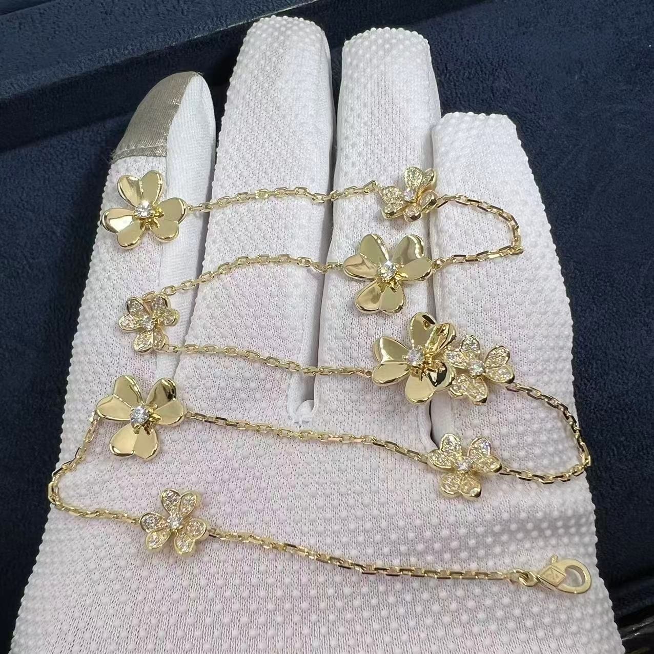 van cleef arpels frivole 9 flowers diamond 18k yellow gold necklace vcarp3w600