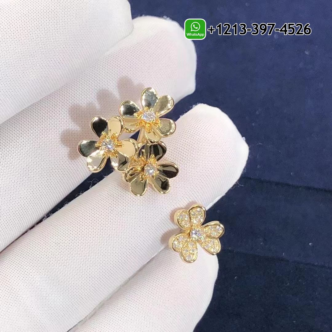 Custom Made Best Quality 1:1 Van Cleef & Arpels Frivole Between The Finger 18K Yellow Gold Diamond Flower Ring - High Quality 18k Gold and Diamond Luxury Distinctive Collection Designer Jewelry Customized Factory Price Van Cleef Arpels Frivole Between The Finger 18K Yellow Gold Diamond Flower Ring VCARP3W500
