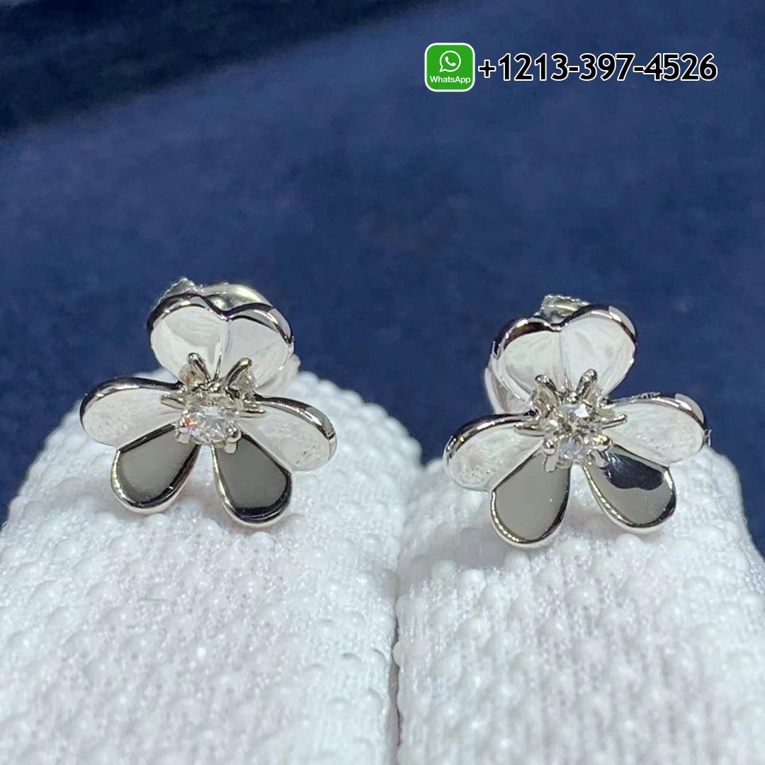 Best Sellers 1:1 Quality Cheap Custom Made Van Cleef & Arpels Frivole Mini Model 18k White Gold Diamond Stud Earrings - High Quality 18k Gold and Diamond Luxury Distinctive Collection Designer Jewelry Customized Factory Price Van Cleef Arpels Frivole Mini Model 18k White Gold Diamond Stud Earrings VCARP0J600