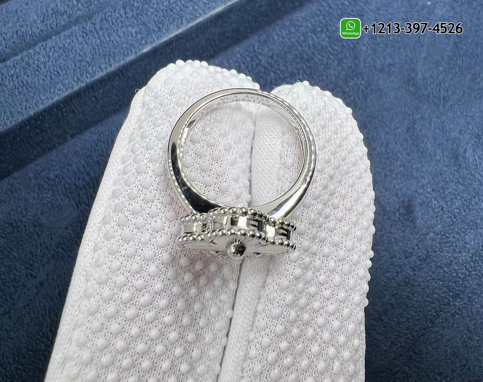 Van-Cleef-Arpels-Guilloche-18K-White-Gold-Vintage-Alhambra-Ring-VCARP9XI00-1.jpg Cheap Van Cleef & Arpels Guilloche 18K White Gold Vintage Alhambra Ring - High Quality 18k Gold and Diamond Luxury Distinctive Collection Designer Jewelry Customized Factory Price - Image 2