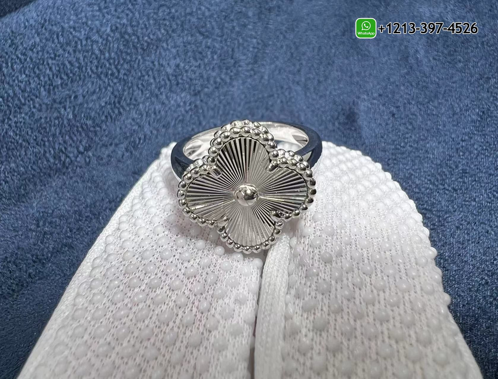 Van-Cleef-Arpels-Guilloche-18K-White-Gold-Vintage-Alhambra-Ring-VCARP9XI00-2.jpg Cheap Van Cleef & Arpels Guilloche 18K White Gold Vintage Alhambra Ring - High Quality 18k Gold and Diamond Luxury Distinctive Collection Designer Jewelry Customized Factory Price - Image 3