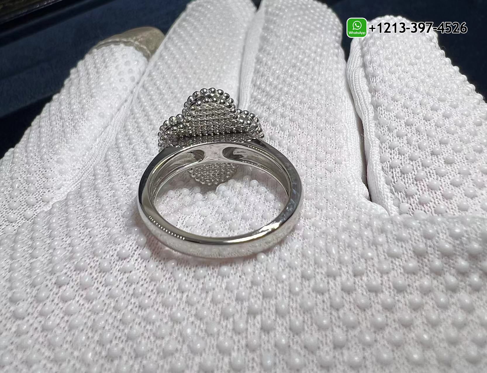 Van-Cleef-Arpels-Guilloche-18K-White-Gold-Vintage-Alhambra-Ring-VCARP9XI00-6.jpg Cheap Van Cleef & Arpels Guilloche 18K White Gold Vintage Alhambra Ring - High Quality 18k Gold and Diamond Luxury Distinctive Collection Designer Jewelry Customized Factory Price - Image 7