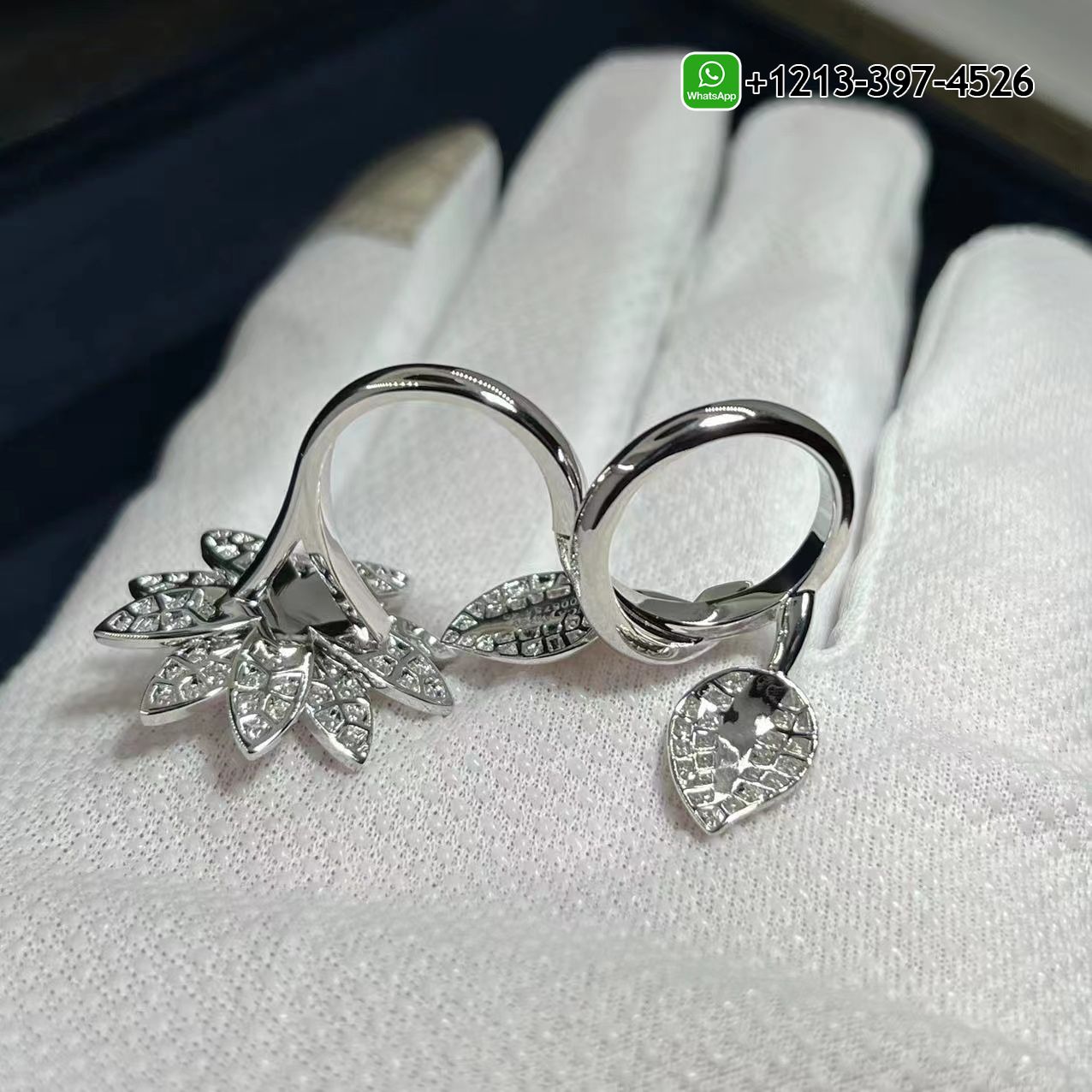 Van-Cleef-Arpels-Lotus-Between-The-Finger-18k-White-Gold-Pave-Diamond-Ring-VCARP1ND00-5.jpg Custom Made Best Quality 1:1 Van Cleef & Arpels Lotus Between The Finger 18k White Gold Pave Diamond Ring - High Quality 18k Gold and Diamond Luxury Distinctive Collection Designer Jewelry Customized Factory Price - Image 6