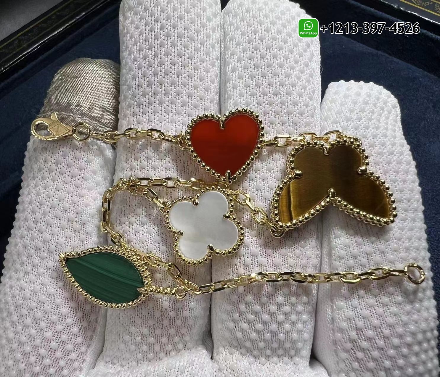 Van-Cleef-Arpels-Lucky-Alhambra-18k-Yellow-Gold-4-Motifs-Bracelet-VCARD79600-1.jpg Custom Made Best Sellers Quality 1:1 Copy Van Cleef & Arpels Lucky Alhambra 18k Yellow Gold 4 Motifs Bracelet - High Quality 18k Gold and Diamond Luxury Distinctive Collection Designer Jewelry Customized Factory Price - Image 2