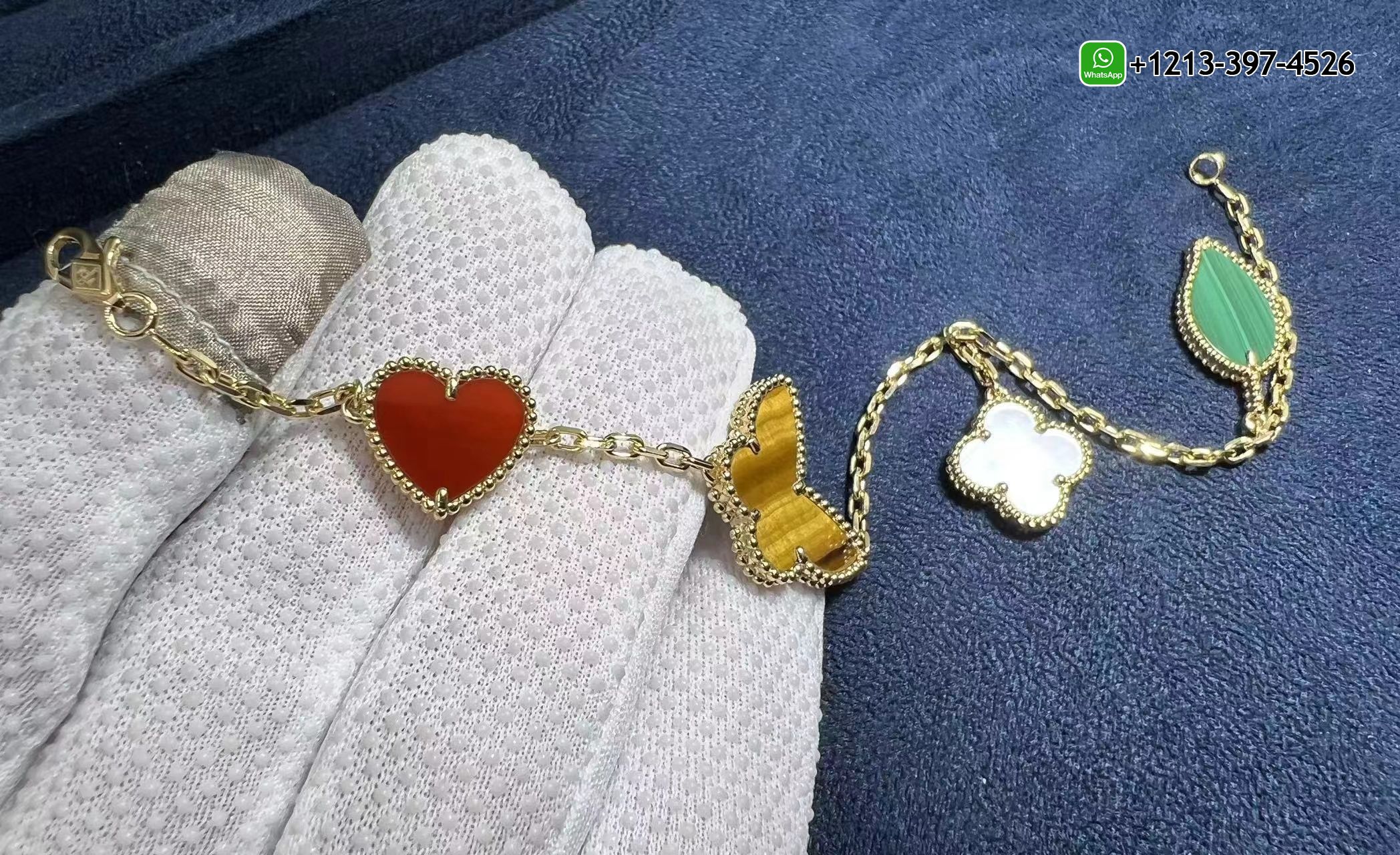 Van-Cleef-Arpels-Lucky-Alhambra-18k-Yellow-Gold-4-Motifs-Bracelet-VCARD79600-2.jpg Custom Made Best Sellers Quality 1:1 Copy Van Cleef & Arpels Lucky Alhambra 18k Yellow Gold 4 Motifs Bracelet - High Quality 18k Gold and Diamond Luxury Distinctive Collection Designer Jewelry Customized Factory Price - Image 3
