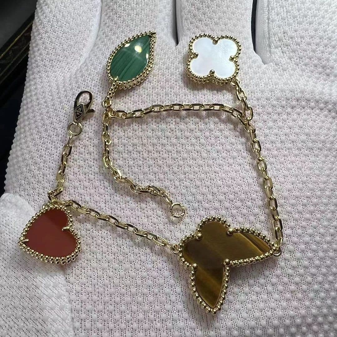 van cleef arpels lucky alhambra 18k yellow gold 4 motifs bracelet vcard79600