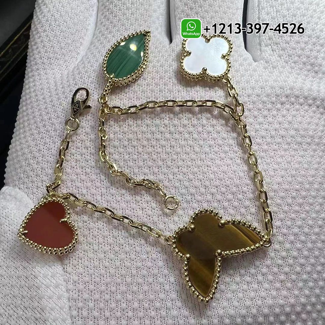 Van Cleef Arpels Lucky Alhambra 18k Yellow Gold 4 Motifs Bracelet VCARD79600