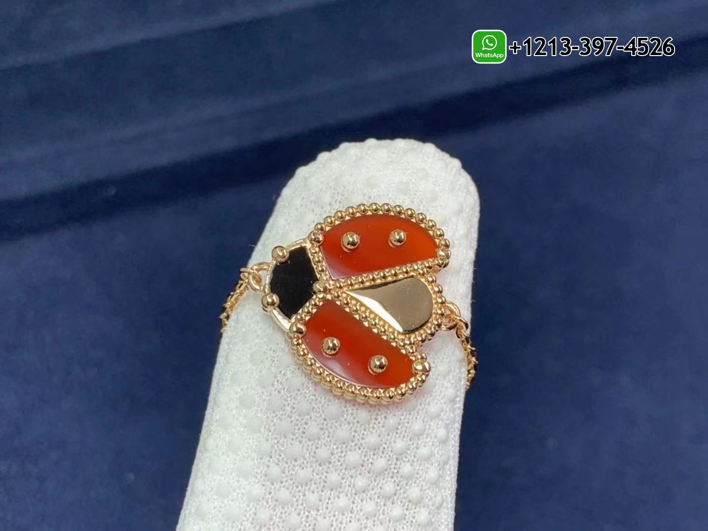 Van-Cleef-Arpels-Lucky-Spring-18K-Rose-Gold-Carnelian-Onyx-Open-Wings-Ladybug-Bracelet-2.jpg Best Sellers 1:1 Quality Cheap Custom Made Van Cleef & Arpels Lucky Spring 18K Rose Gold Carnelian & Onyx Open Wings Ladybug Bracelet - High Quality 18k Gold and Diamond Luxury Distinctive Collection Designer Jewelry Customized Factory Price - Image 3