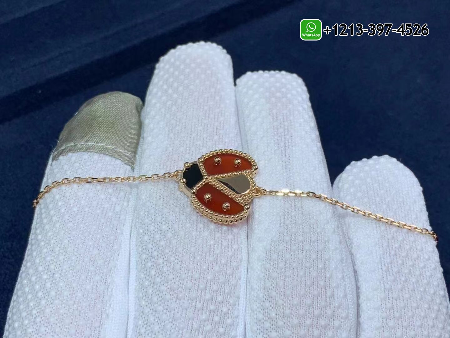 Van-Cleef-Arpels-Lucky-Spring-18K-Rose-Gold-Carnelian-Onyx-Open-Wings-Ladybug-Bracelet-3.jpg Best Sellers 1:1 Quality Cheap Custom Made Van Cleef & Arpels Lucky Spring 18K Rose Gold Carnelian & Onyx Open Wings Ladybug Bracelet - High Quality 18k Gold and Diamond Luxury Distinctive Collection Designer Jewelry Customized Factory Price - Image 4
