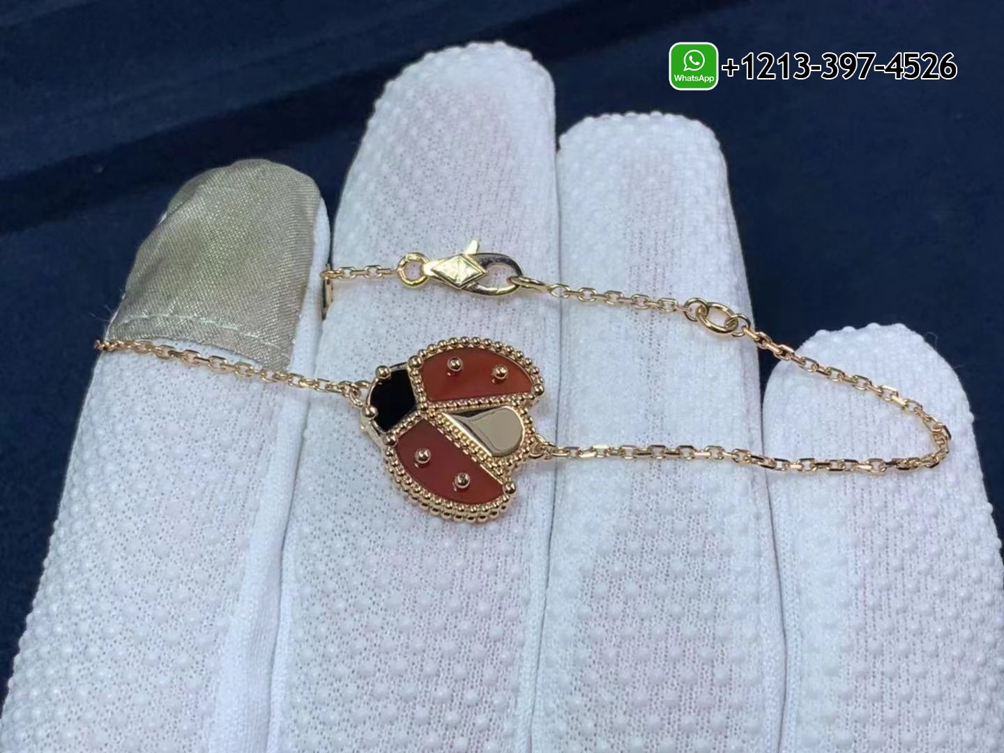 Van-Cleef-Arpels-Lucky-Spring-18K-Rose-Gold-Carnelian-Onyx-Open-Wings-Ladybug-Bracelet.jpg Best Sellers 1:1 Quality Cheap Custom Made Van Cleef & Arpels Lucky Spring 18K Rose Gold Carnelian & Onyx Open Wings Ladybug Bracelet - High Quality 18k Gold and Diamond Luxury Distinctive Collection Designer Jewelry Customized Factory Price - Image 2