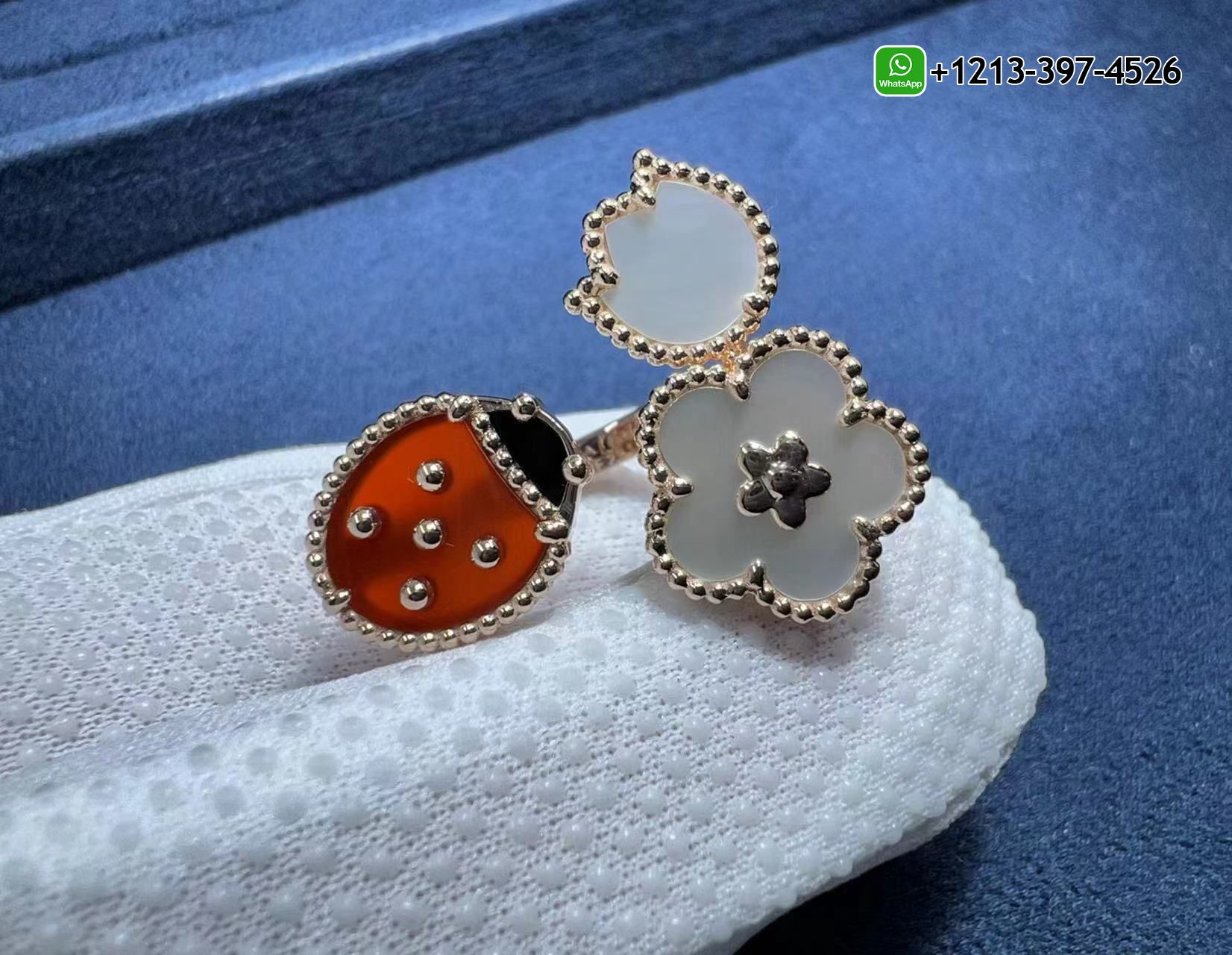 Van-Cleef-Arpels-Lucky-Spring-18K-Rose-Gold-Mother-of-Pearl-Carnelian-Onyx-Between-the-Finger-Ring-VCARP9X300-2.jpg 1:1 High Quality VCA Lucky Spring Between the Finger Ring - High Quality 18k Gold and Diamond Luxury Distinctive Collection Designer Jewelry Customized Factory Price - Image 3