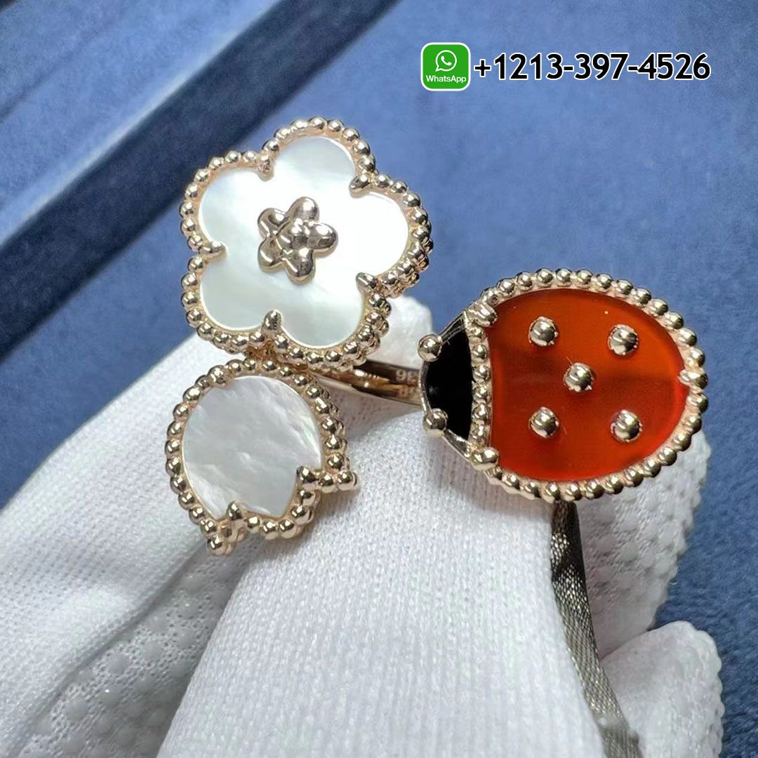 1:1 High Quality VCA Lucky Spring Between the Finger Ring - High Quality 18k Gold and Diamond Luxury Distinctive Collection Designer Jewelry Customized Factory Price