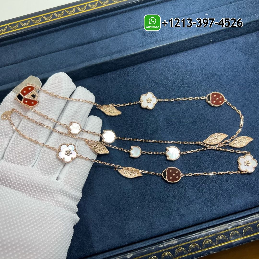 Van-Cleef-Arpels-Lucky-Spring-18k-Rose-Gold-15-Motifs-Carnelian-Mother-of-Pearl-Onyx-Long-Necklace-VCARP7RR00-12.jpg Custom Made Best Sellers Quality 1:1 Van Cleef & Arpels 18K Rose Gold Mother of Pearl Carnelian Onyx 15 Motifs Lucky Spring Long Necklace - High Quality 18k Gold and Diamond Luxury Distinctive Collection Designer Jewelry Customized Factory Price - Image 13