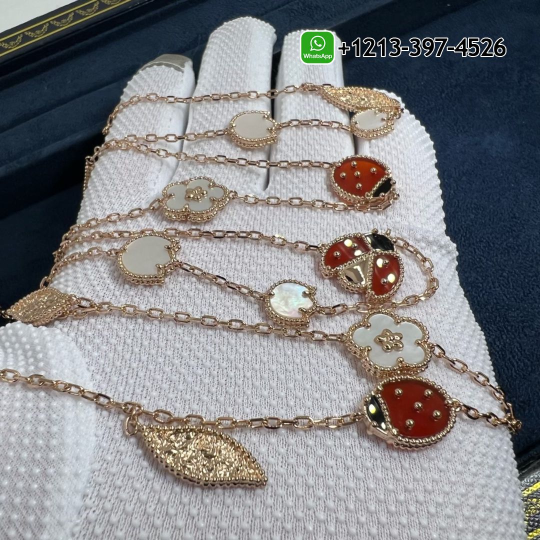 Van-Cleef-Arpels-Lucky-Spring-18k-Rose-Gold-15-Motifs-Carnelian-Mother-of-Pearl-Onyx-Long-Necklace-VCARP7RR00-2-2.jpg Custom Made Best Sellers Quality 1:1 Van Cleef & Arpels 18K Rose Gold Mother of Pearl Carnelian Onyx 15 Motifs Lucky Spring Long Necklace - High Quality 18k Gold and Diamond Luxury Distinctive Collection Designer Jewelry Customized Factory Price - Image 3