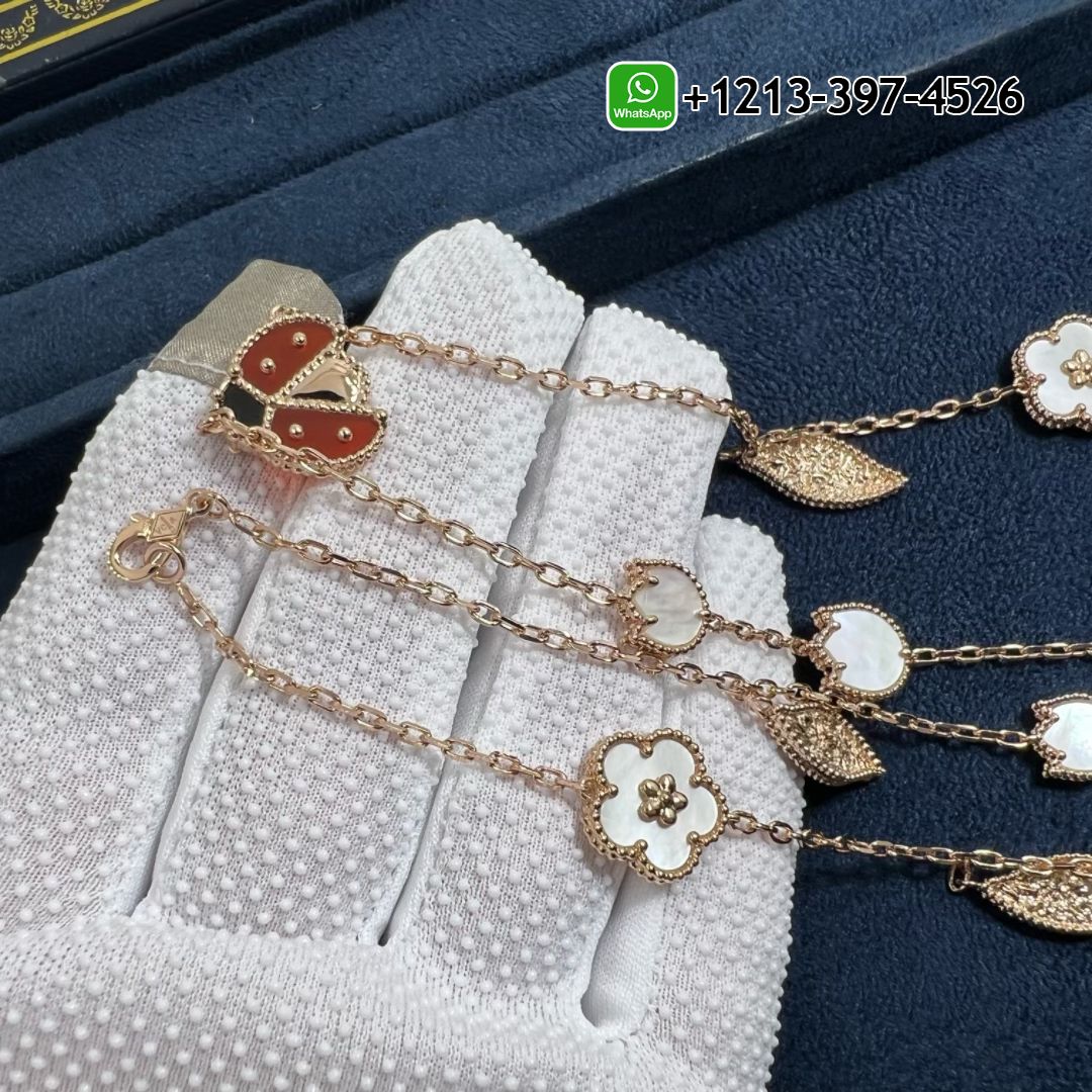 Van-Cleef-Arpels-Lucky-Spring-18k-Rose-Gold-15-Motifs-Carnelian-Mother-of-Pearl-Onyx-Long-Necklace-VCARP7RR00-7.jpg Custom Made Best Sellers Quality 1:1 Van Cleef & Arpels 18K Rose Gold Mother of Pearl Carnelian Onyx 15 Motifs Lucky Spring Long Necklace - High Quality 18k Gold and Diamond Luxury Distinctive Collection Designer Jewelry Customized Factory Price - Image 8