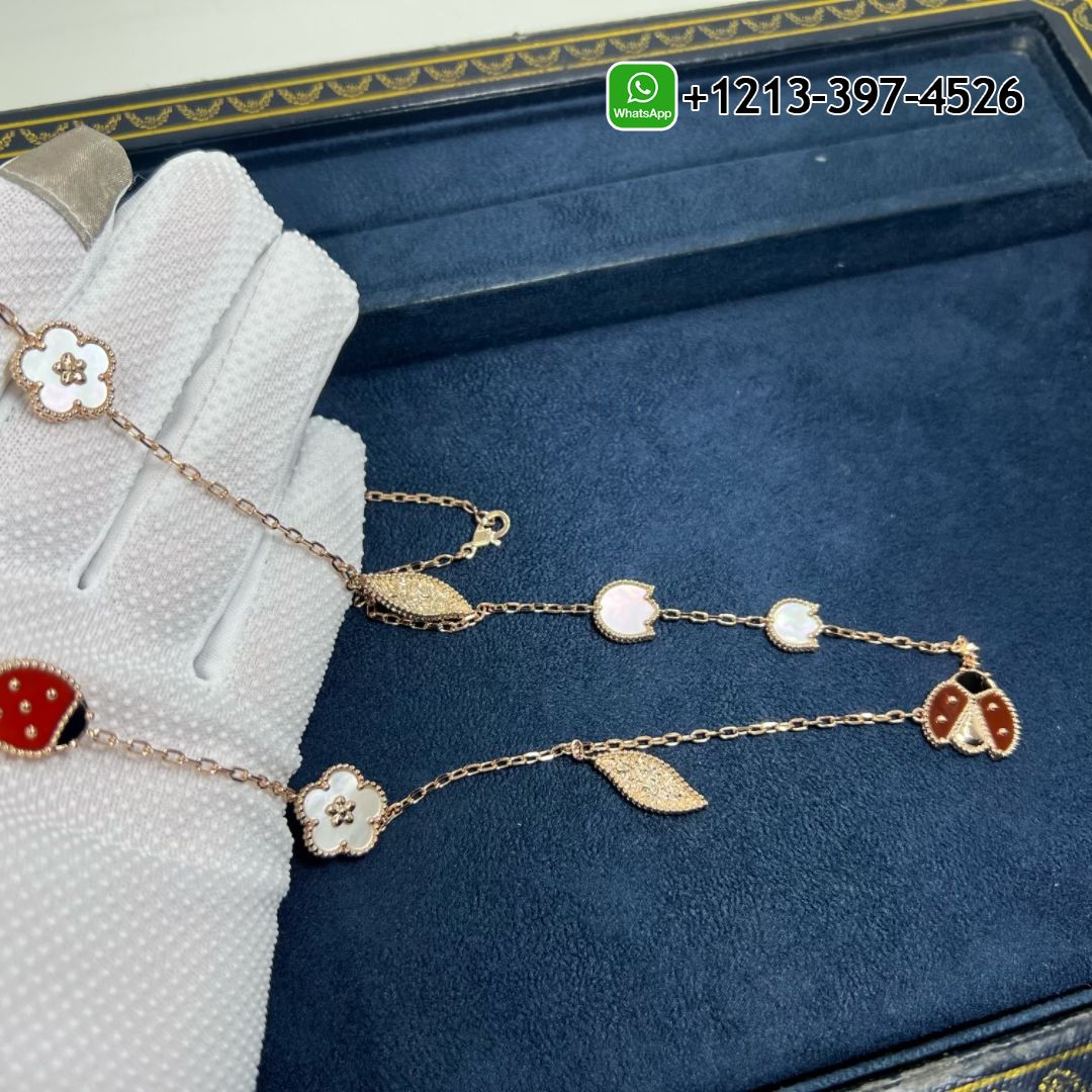 Van-Cleef-Arpels-Lucky-Spring-18k-Rose-Gold-15-Motifs-Carnelian-Mother-of-Pearl-Onyx-Long-Necklace-VCARP7RR00-9.jpg Custom Made Best Sellers Quality 1:1 Van Cleef & Arpels 18K Rose Gold Mother of Pearl Carnelian Onyx 15 Motifs Lucky Spring Long Necklace - High Quality 18k Gold and Diamond Luxury Distinctive Collection Designer Jewelry Customized Factory Price - Image 10