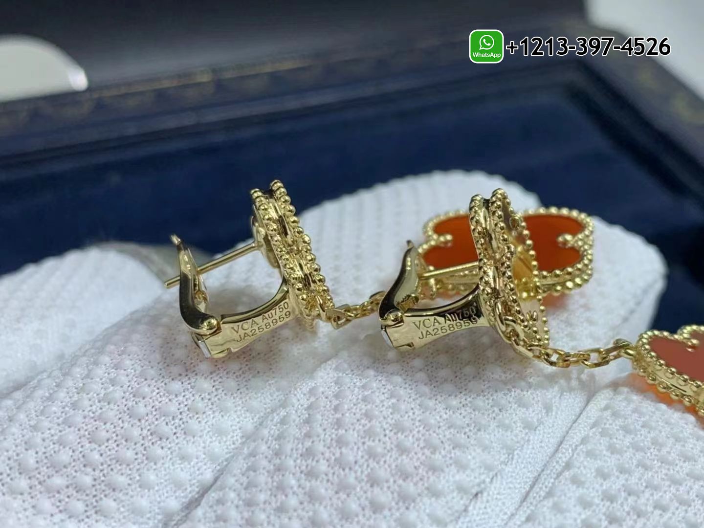 Van-Cleef-Arpels-Magic-Alhambra-18k-Yellow-Gold-Carnelian-and-Tigers-Eye-2-Motifs-Earrings-VCARN5JR00-4.jpg Best Sellers 1:1 Quality Cheap Custom Made Van Cleef & Arpels Magic Alhambra 18k Yellow Gold Carnelian and Tiger’s Eye 2 Motifs Earrings - High Quality 18k Gold and Diamond Luxury Distinctive Collection Designer Jewelry Customized Factory Price - Image 5