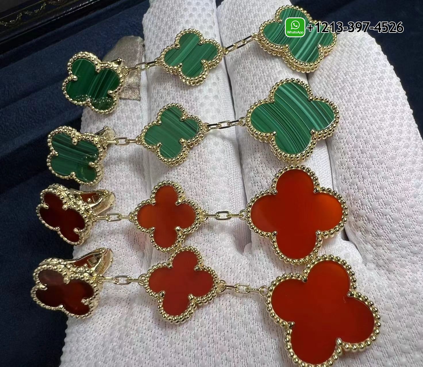 Van-Cleef-Arpels-Magic-Alhambra-3-Motif-Malachite-18K-Yellow-Gold-Long-Earrings-VCARO2AG00-1.jpg Best Sellers 1:1 Quality Cheap Custom Made Van Cleef & Arpels Magic Alhambra 3 Motif Malachite 18K Yellow Gold Long Earrings - High Quality 18k Gold and Diamond Luxury Distinctive Collection Designer Jewelry Customized Factory Price - Image 2