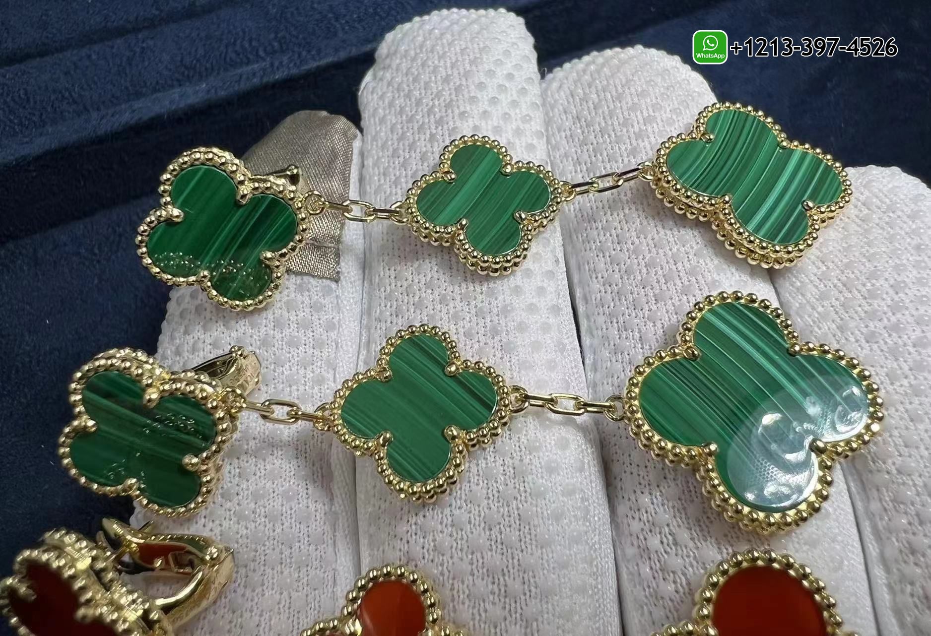 Van-Cleef-Arpels-Magic-Alhambra-3-Motif-Malachite-18K-Yellow-Gold-Long-Earrings-VCARO2AG00-2.jpg Best Sellers 1:1 Quality Cheap Custom Made Van Cleef & Arpels Magic Alhambra 3 Motif Malachite 18K Yellow Gold Long Earrings - High Quality 18k Gold and Diamond Luxury Distinctive Collection Designer Jewelry Customized Factory Price - Image 3