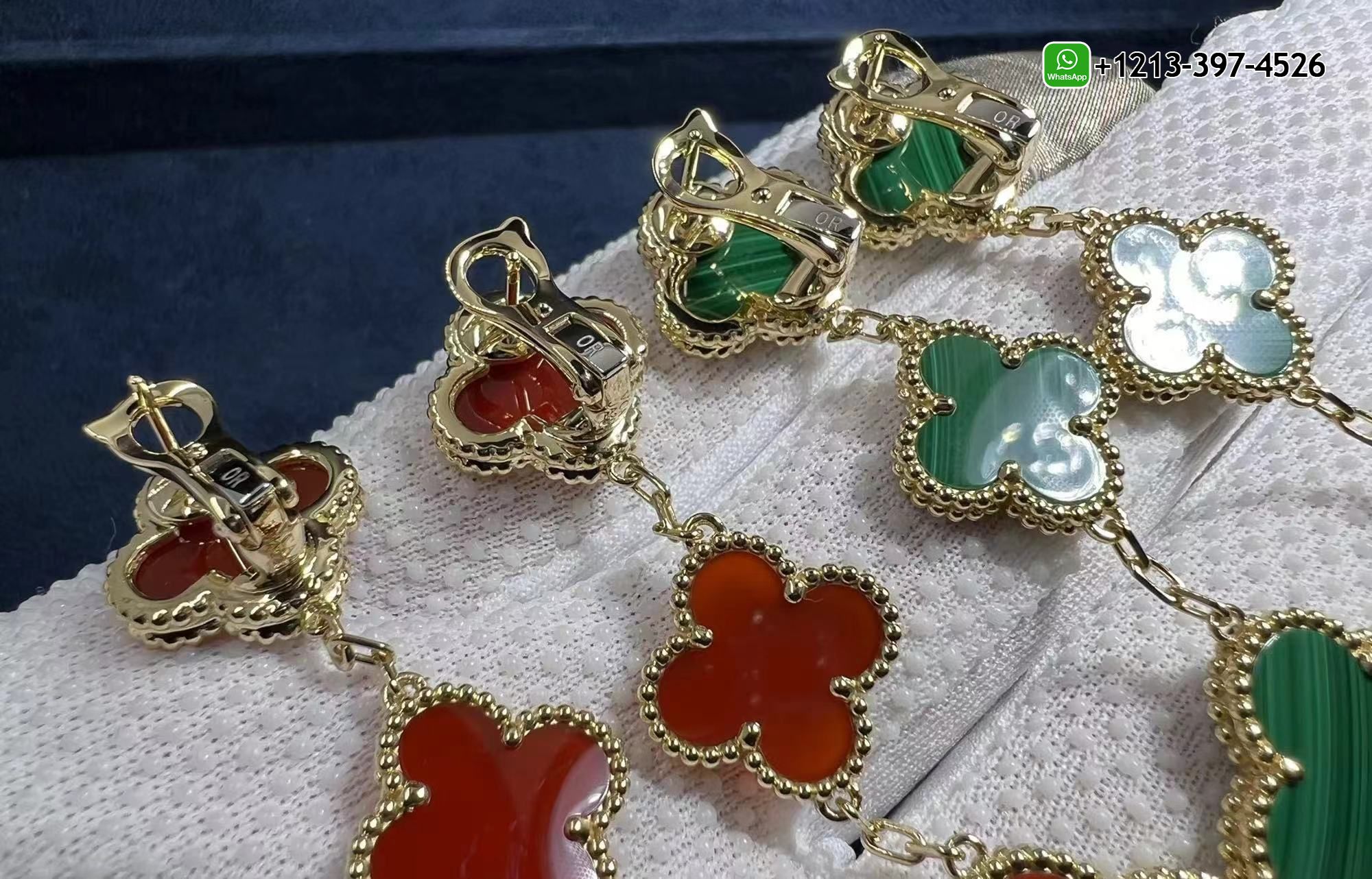 Van-Cleef-Arpels-Magic-Alhambra-3-Motif-Malachite-18K-Yellow-Gold-Long-Earrings-VCARO2AG00-4.jpg Best Sellers 1:1 Quality Cheap Custom Made Van Cleef & Arpels Magic Alhambra 3 Motif Malachite 18K Yellow Gold Long Earrings - High Quality 18k Gold and Diamond Luxury Distinctive Collection Designer Jewelry Customized Factory Price - Image 5