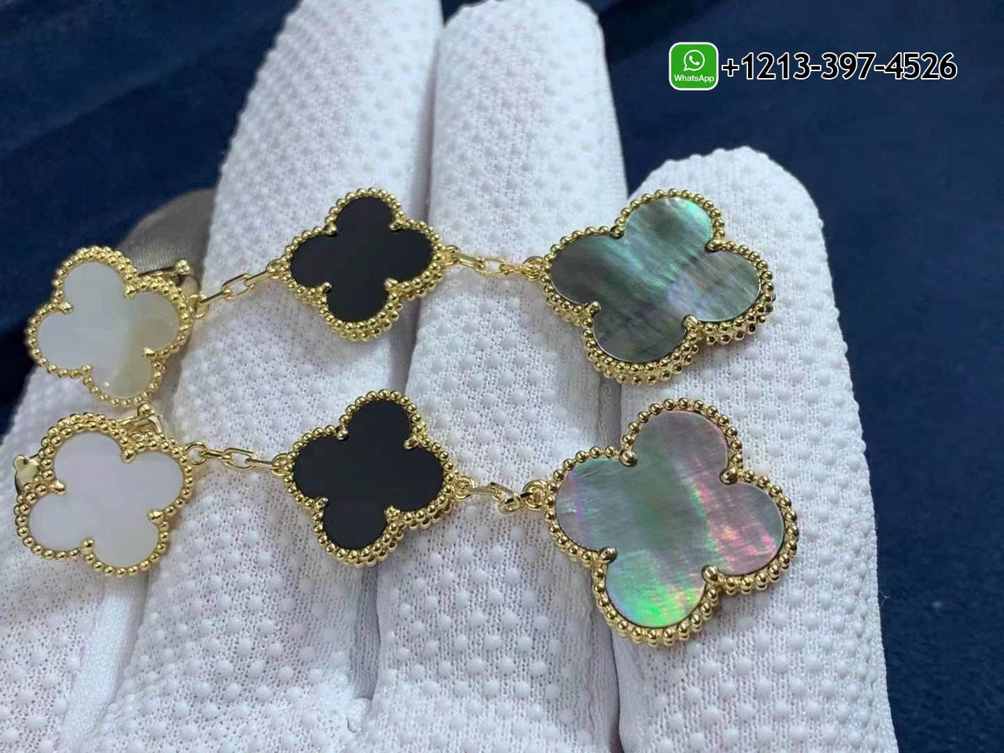 Van-Cleef-Arpels-Magic-Alhambra-3-Motif-Onyx-Mother-of-Pearl-18K-Yellow-Gold-Drop-Earrings-3.jpg Custom Made Best Quality 1:1 Cheap Van Cleef & Arpels Magic Alhambra 3 Motif Onyx & Mother of Pearl 18K Yellow Gold Drop Earrings - High Quality 18k Gold and Diamond Luxury Distinctive Collection Designer Jewelry Customized Factory Price - Image 4