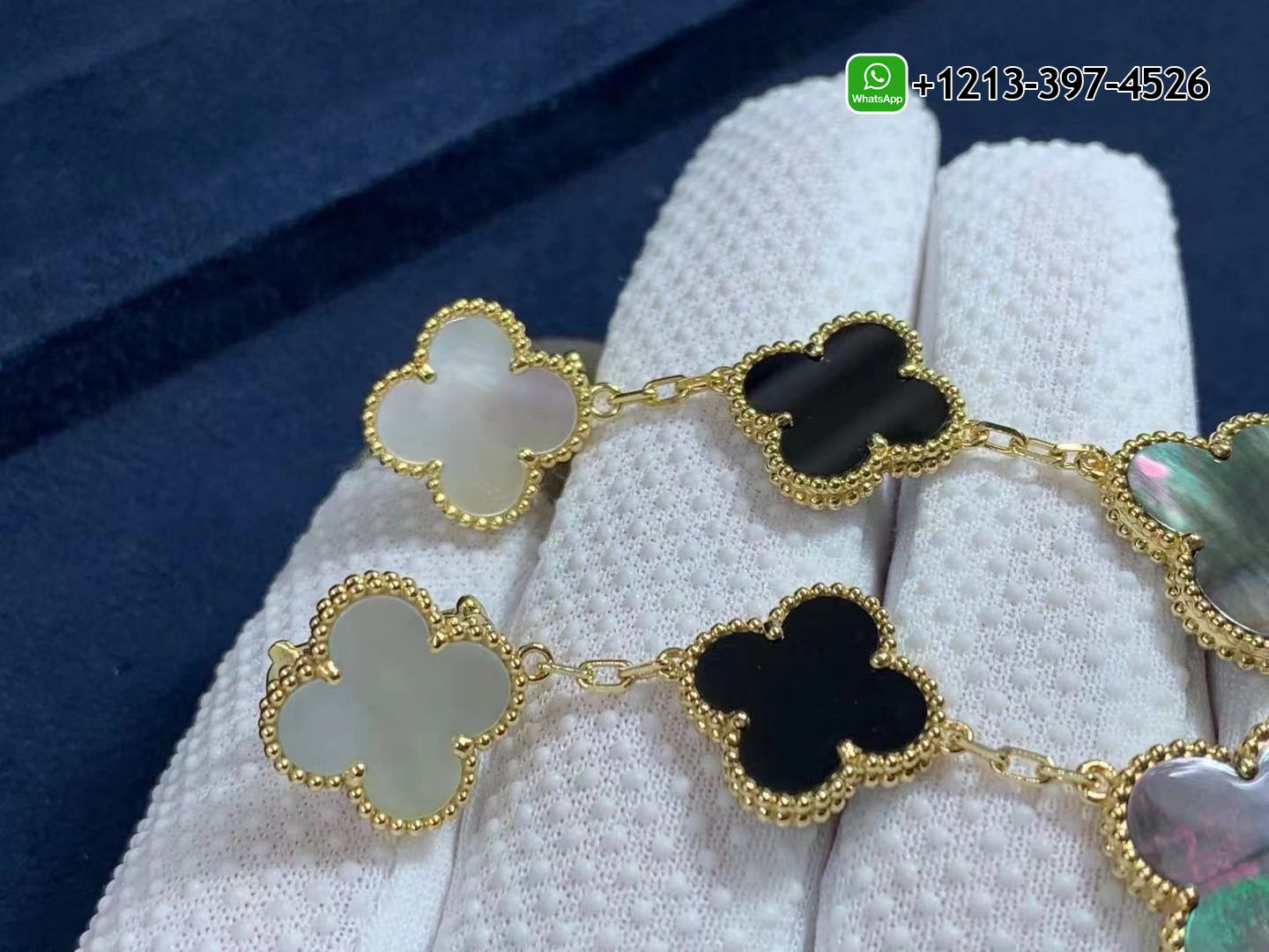 Van-Cleef-Arpels-Magic-Alhambra-3-Motif-Onyx-Mother-of-Pearl-18K-Yellow-Gold-Drop-Earrings-4.jpg Custom Made Best Quality 1:1 Cheap Van Cleef & Arpels Magic Alhambra 3 Motif Onyx & Mother of Pearl 18K Yellow Gold Drop Earrings - High Quality 18k Gold and Diamond Luxury Distinctive Collection Designer Jewelry Customized Factory Price - Image 5