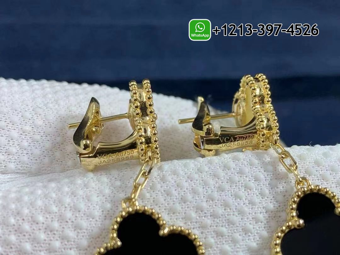 Van-Cleef-Arpels-Magic-Alhambra-3-Motif-Onyx-Mother-of-Pearl-18K-Yellow-Gold-Drop-Earrings-7.jpg Custom Made Best Quality 1:1 Cheap Van Cleef & Arpels Magic Alhambra 3 Motif Onyx & Mother of Pearl 18K Yellow Gold Drop Earrings - High Quality 18k Gold and Diamond Luxury Distinctive Collection Designer Jewelry Customized Factory Price - Image 8