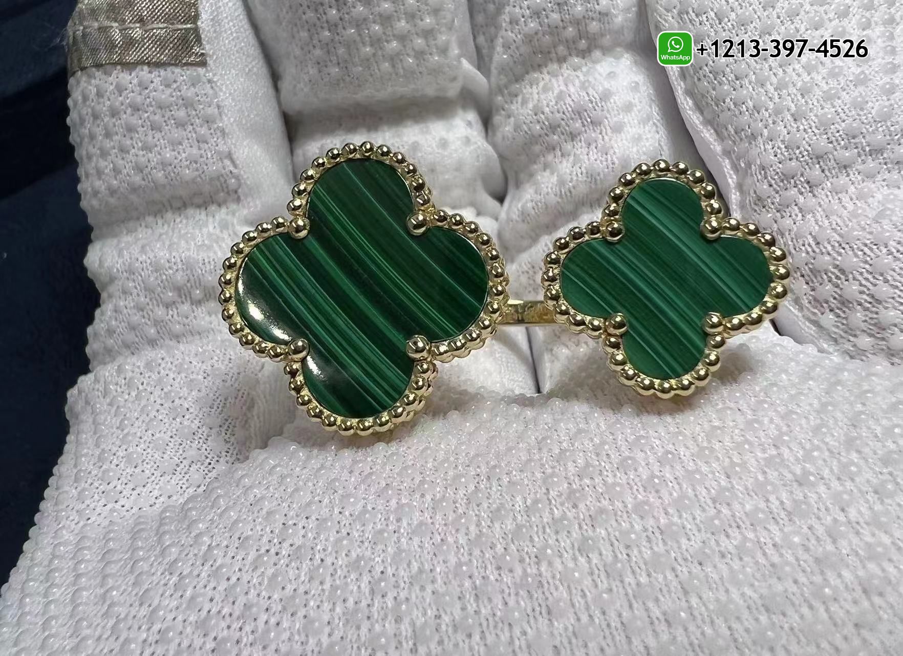 Van-Cleef-Arpels-Magic-Alhambra-Malachite-18K-Yellow-Gold-Between-the-Finger-Ring-VCARO3MI00-3.jpg Custom Made Best Sellers Quality 1:1 Copy Van Cleef & Arpels Magic Alhambra Malachite 18K Yellow Gold Between the Finger Ring - High Quality 18k Gold and Diamond Luxury Distinctive Collection Designer Jewelry Customized Factory Price - Image 2