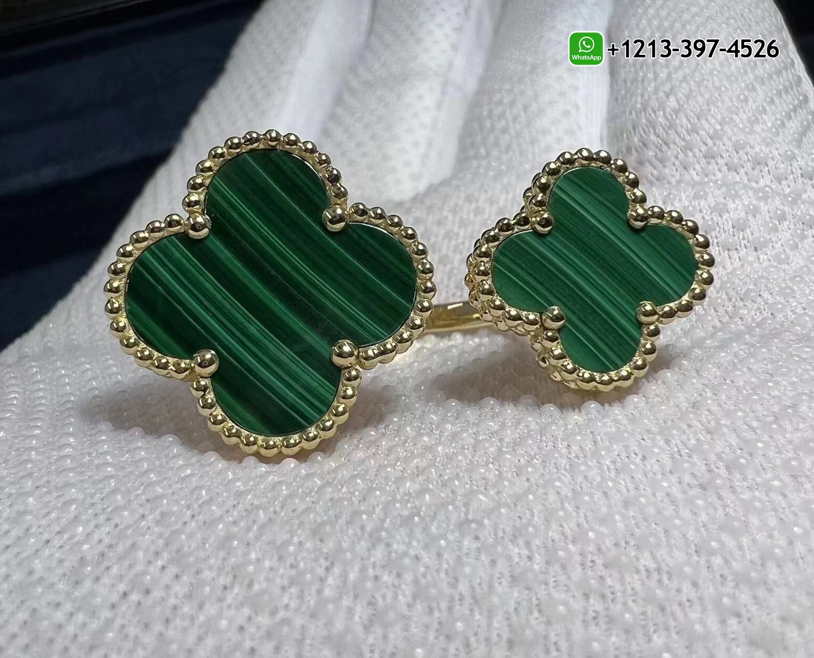 Van-Cleef-Arpels-Magic-Alhambra-Malachite-18K-Yellow-Gold-Between-the-Finger-Ring-VCARO3MI00-4.jpg Custom Made Best Sellers Quality 1:1 Copy Van Cleef & Arpels Magic Alhambra Malachite 18K Yellow Gold Between the Finger Ring - High Quality 18k Gold and Diamond Luxury Distinctive Collection Designer Jewelry Customized Factory Price - Image 3