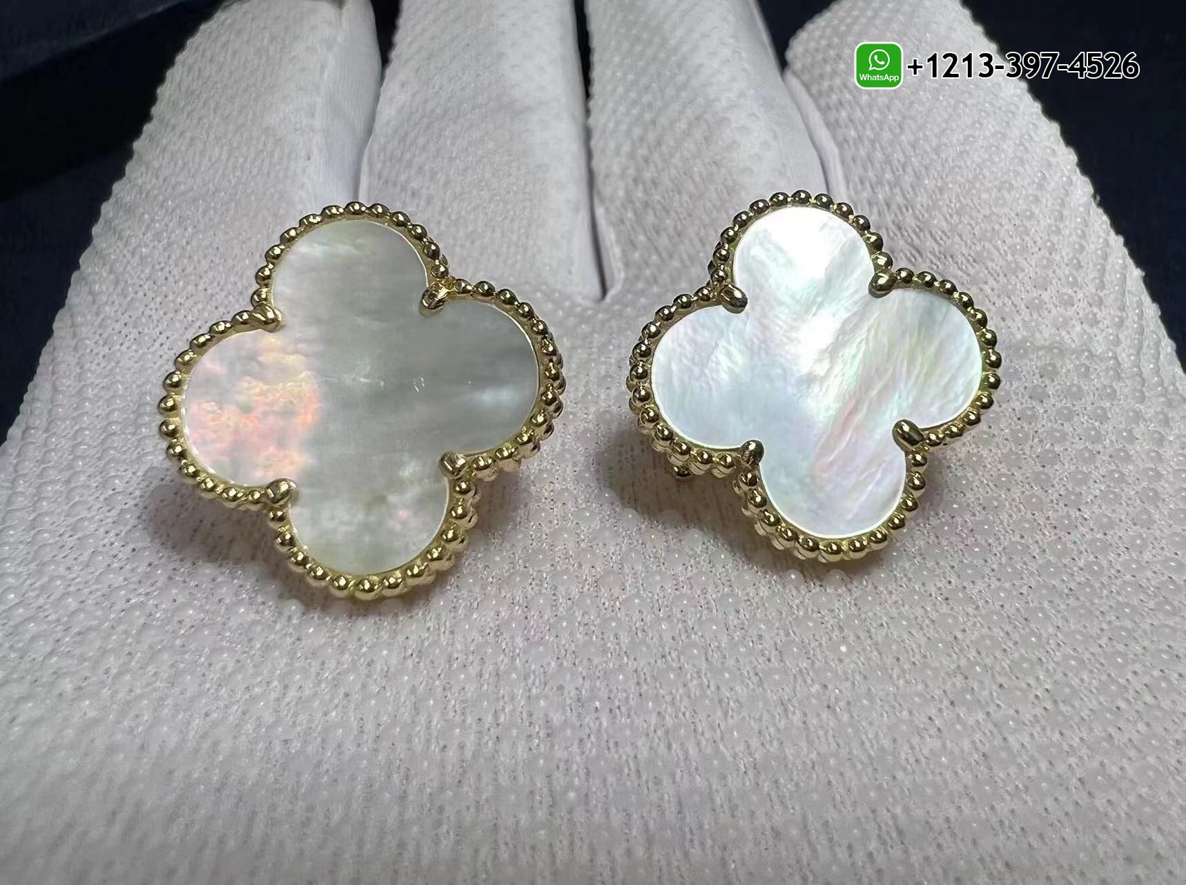 Van-Cleef-Arpels-Magic-Alhambra-Mother-of-Pearl-18k-Yellow-Gold-Earrings-VCARA43700-1.jpg Custom Made Best Sellers Quality 1:1 Van Cleef & Arpels Magic Alhambra Mother of Pearl 18k Yellow Gold Earrings - High Quality 18k Gold and Diamond Luxury Distinctive Collection Designer Jewelry Customized Factory Price - Image 2