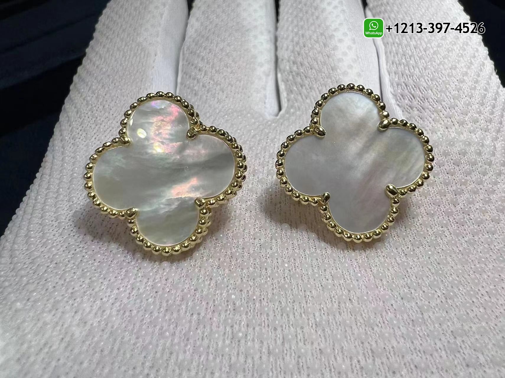 Van-Cleef-Arpels-Magic-Alhambra-Mother-of-Pearl-18k-Yellow-Gold-Earrings-VCARA43700-2.jpg Custom Made Best Sellers Quality 1:1 Van Cleef & Arpels Magic Alhambra Mother of Pearl 18k Yellow Gold Earrings - High Quality 18k Gold and Diamond Luxury Distinctive Collection Designer Jewelry Customized Factory Price - Image 3